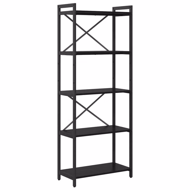 Libreria industrial vidaXL in legno MDF e metallo, colore nero e marrone, L 60 cm x P 30 cm x H 155 cm