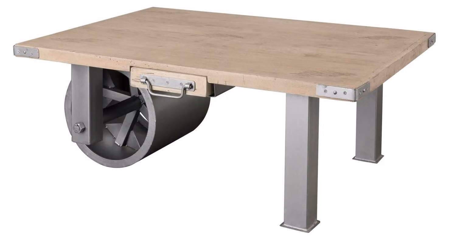 MASSIVMOEBEL24 | tavolino da salotto in legno di Mango 110x80x43 sbiancato laccato RAILWAY #305