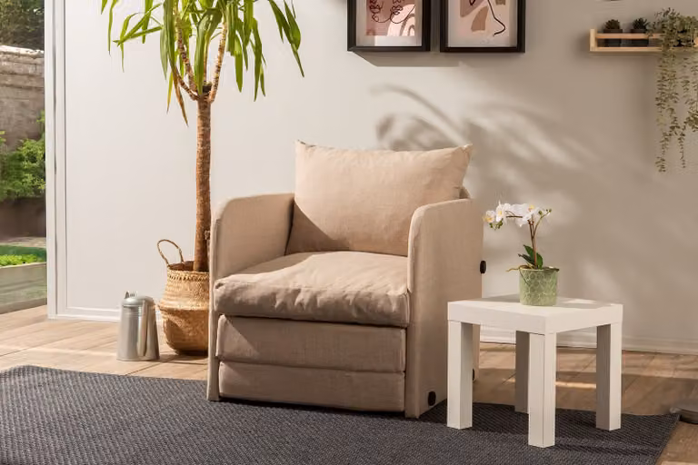 Hanah Home, Saga Single - Beige, divano letto, beige, 100% METALLO, 68 x 70 x 66 cm