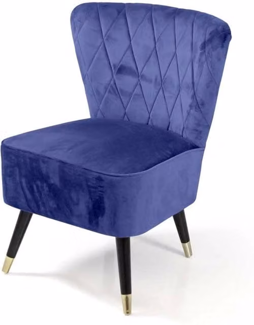 POLTRONA IN VELLUTO CON GAMBE NERE 63,5 X 66 X 84 CM CM COLORE BLU