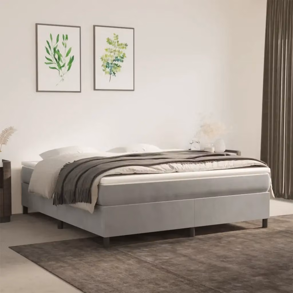 Letto matrimoniale DESIGN IN in velluto grigio con rete a doghe curvate L/P: 180 x 200 cm – 2