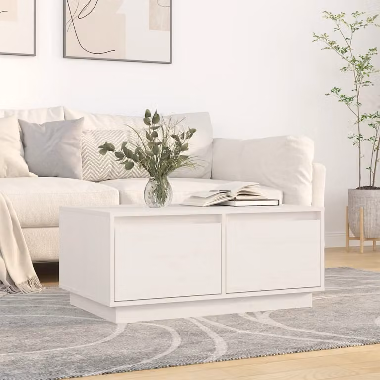 Maison Exclusive - Tavolino bianco 80x50x35 cm in legno massello di pino