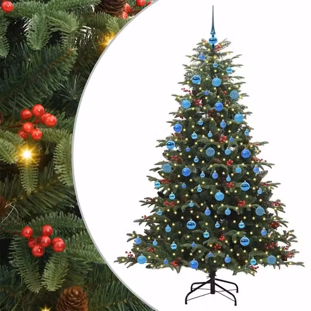 Albero di Natale artificiale verde vidaXL con 300 LED luce bianca calda, Altezza: 180 cm