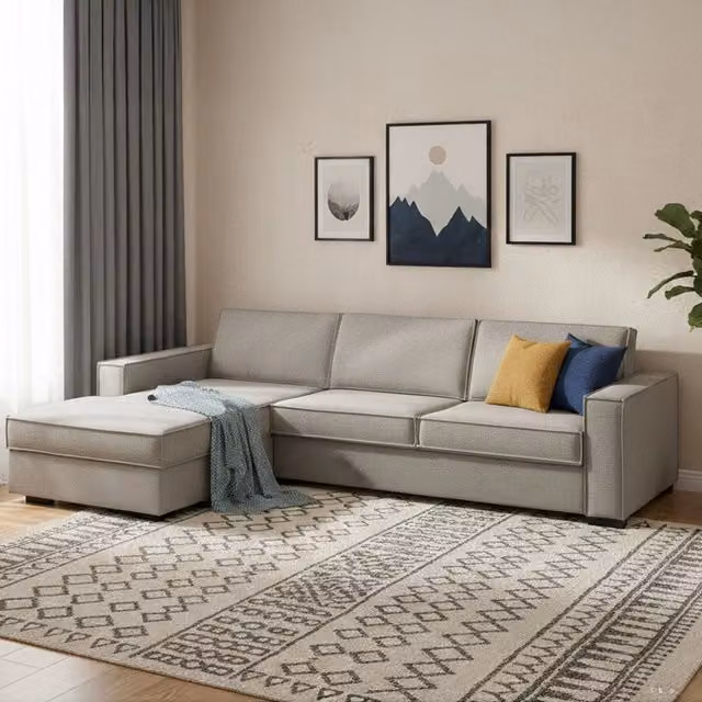 Divano Letto Albenga Talamo Italia con Penisola Sfoderabile Grigio L/P/H: 260 x 95 x 45 cm