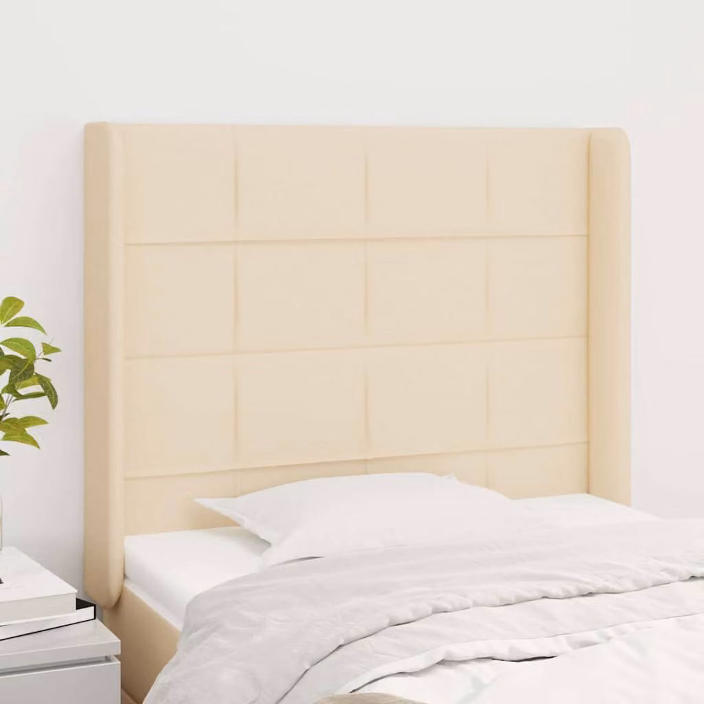 Testiera ad orecchio vidaXL in tessuto beige L: 103 cm, P: 16 cm, H: 118-128 cm