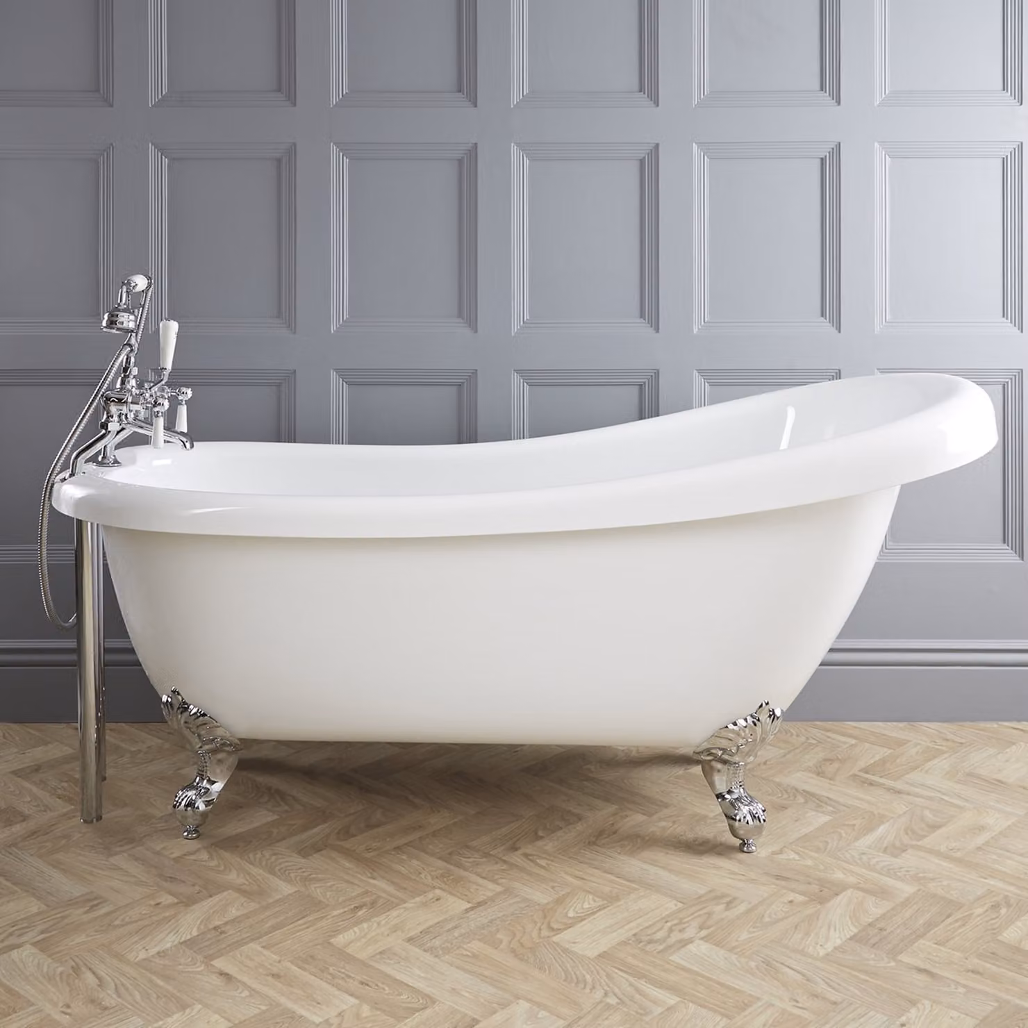 Vasca Centro Stanza Acrilico Schienale Alto 1710x740mm - Piedini cromati - Legend