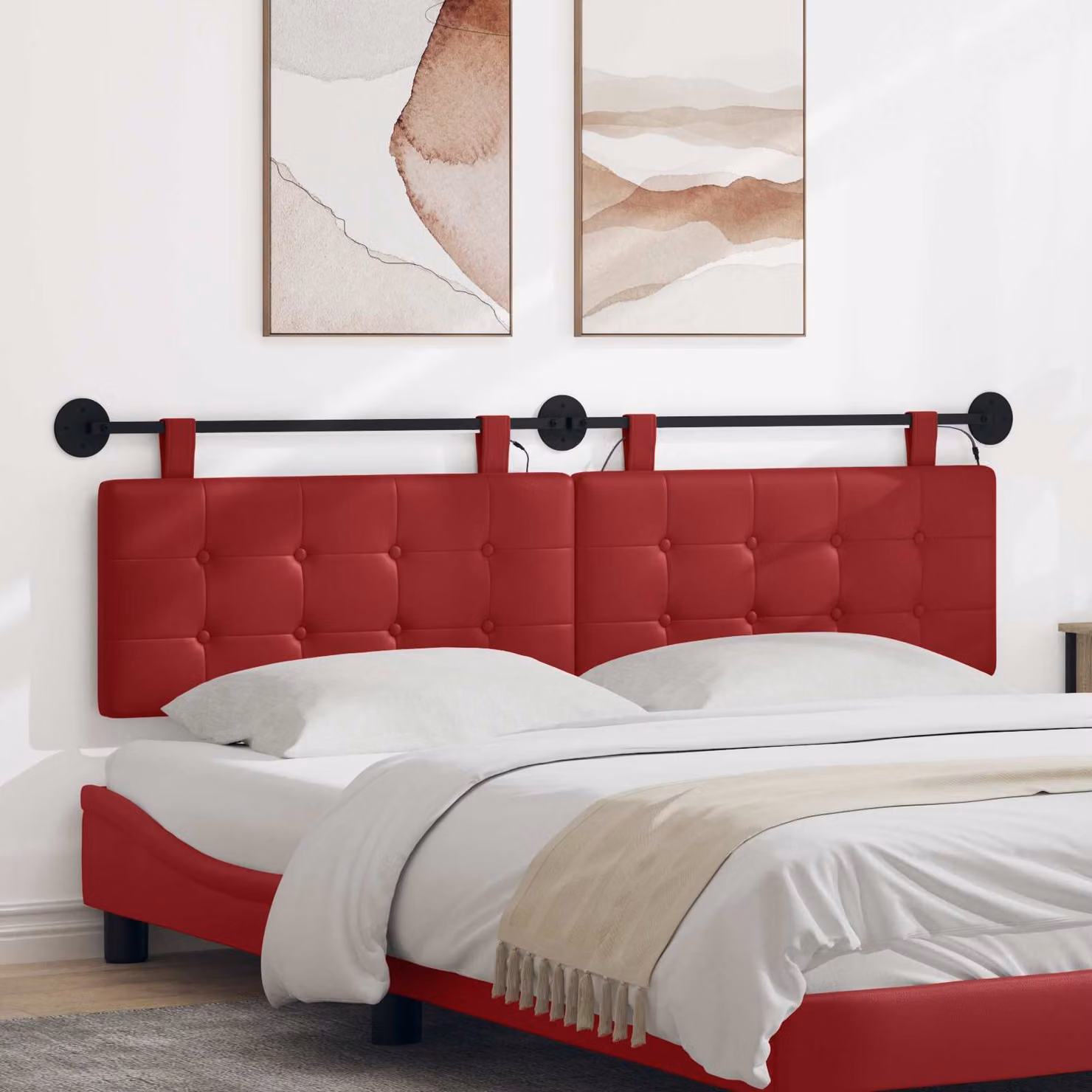 Testiera sospesa vidaXL in similpelle rosso vino con luce LED integrata