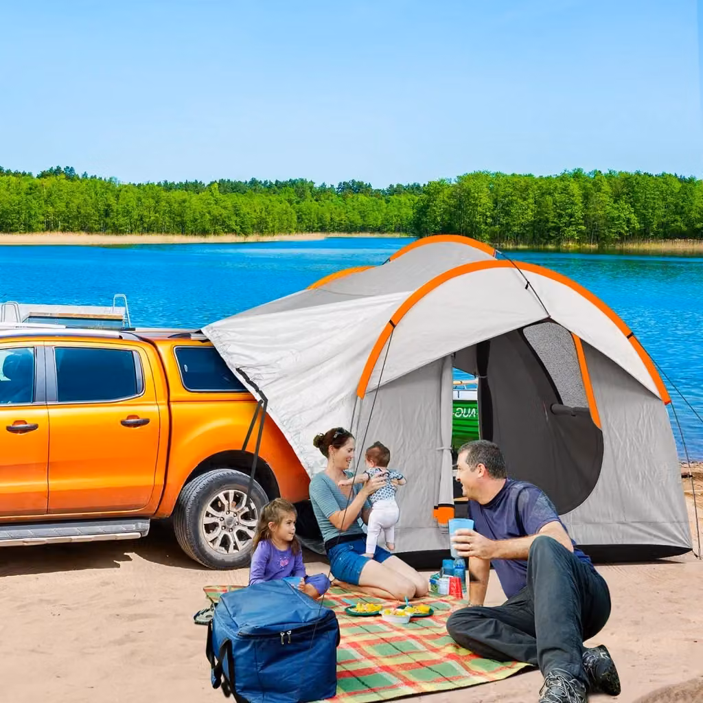 Tenda Carport Impermeabile GIORDANOSHOP per Auto con 3 Porte in Poliestere e Fibra di Vetro, Grigio e Arancione, L 239 x P 210 x H 210 cm – 2