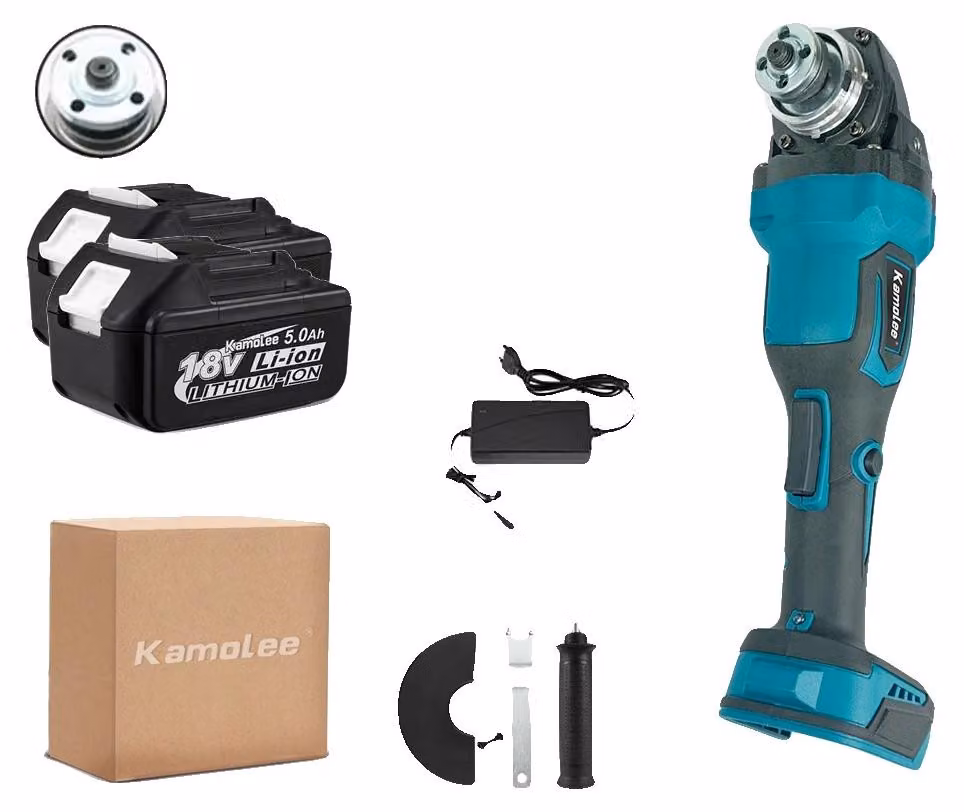 Smerigliatrice angolare elettrica, controllo continuo della velocità, struttura in metallo resistente, 2 batterie da 5.0Ah, spina europea da 220V-240V