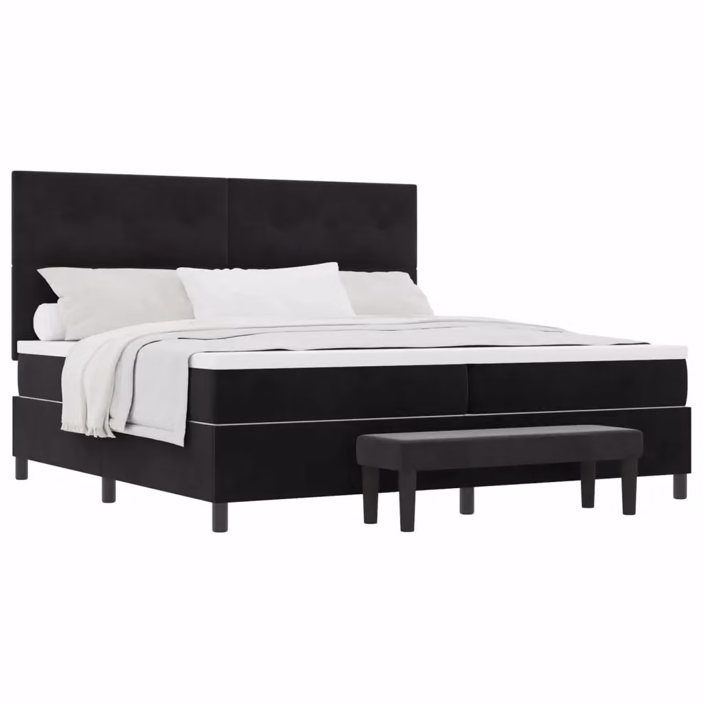 Letto a molle moderno vidaXL con testiera in velluto nero L: 200 cm, P: 200 cm, H: 203 cm – 2