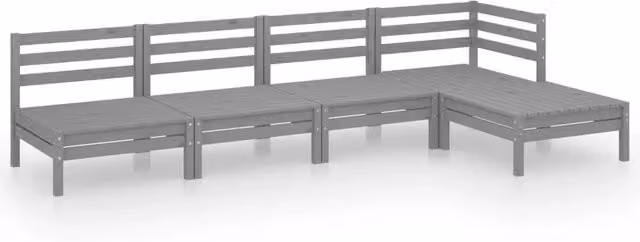 Set Salotto da Giardino 5 pz | Set di Mobili da Esterno in Legno Massello di Pino Grigio