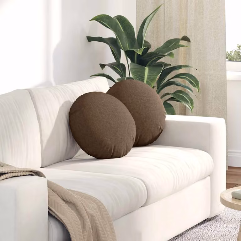 Set di 2 cuscini per seduta rotondi vidaXL in tessuto marrone, Ø 40 cm x 13 cm