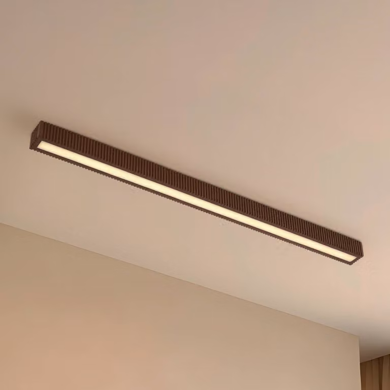 Plafoniera soffitto Emara Lucande, dimmerabile, Legno scuro, Soggiorno / Sala da pranzo, Legno, Design, Plafoniera