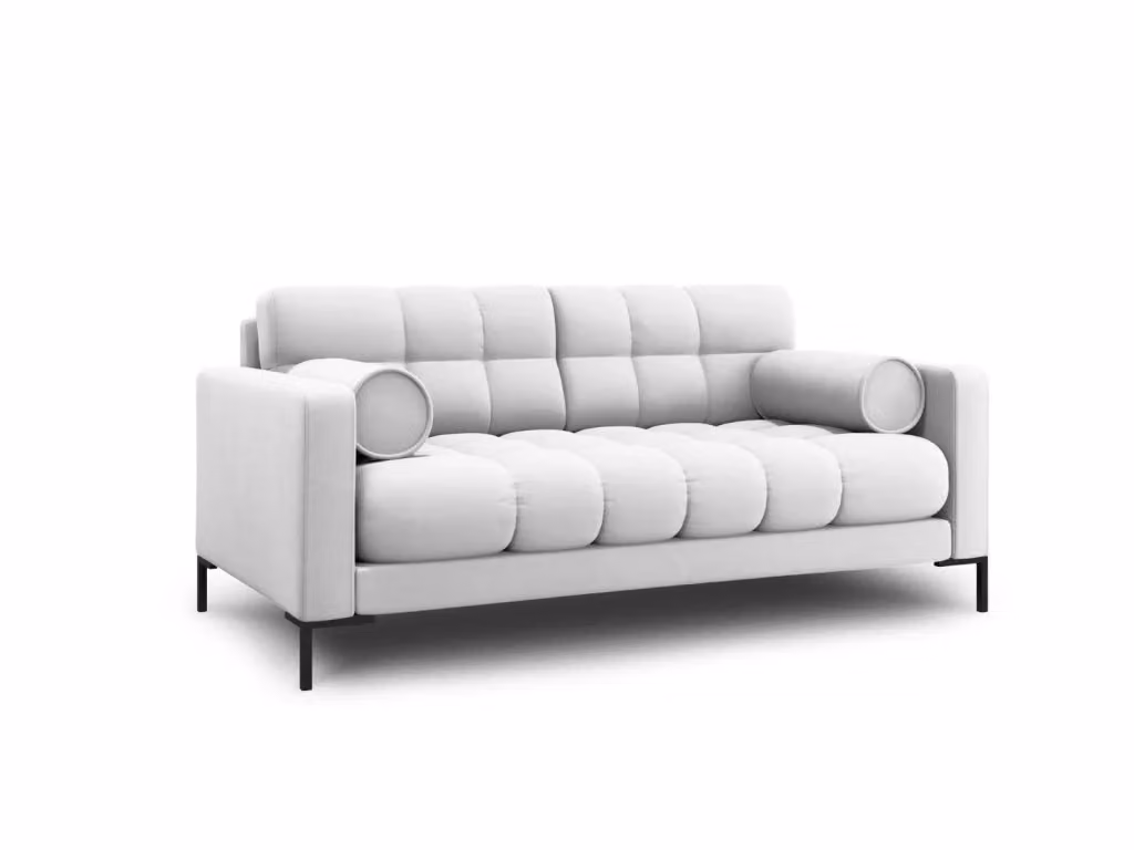 Divano 2 posti Bali Cosmopolitan Design in tessuto grigio chiaro con struttura in metallo e cuscini inclusi L: 152 cm, P: 75 cm, H: 92 cm – 2