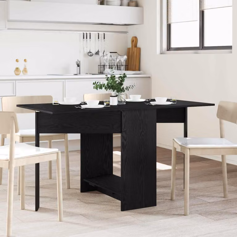 vidaXL Tavolo da Pranzo Moderno Rettangolare con Piano Estensibile in MDF Laminato, Disponibile in Nero o Marrone, L: 138 cm, P: 70 cm, H: 73,5 cm
