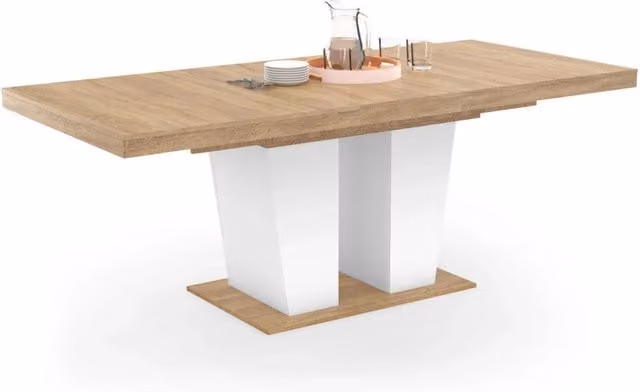IDMarket - ELIAD tavolo da pranzo rettangolare allungabile 6-10 persone legno e bianco 160-200 cm