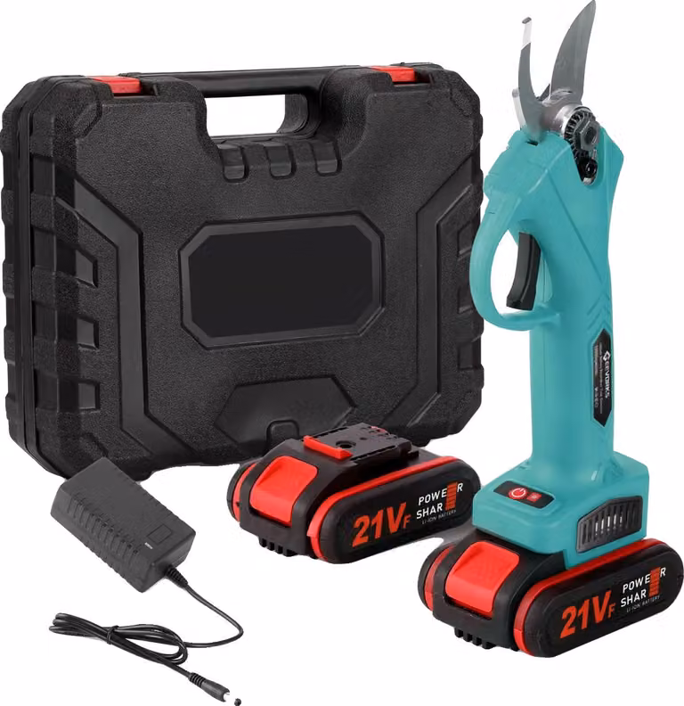 Tagliasiepi elettrico a batteria, design ergonomico, alta efficienza, blu