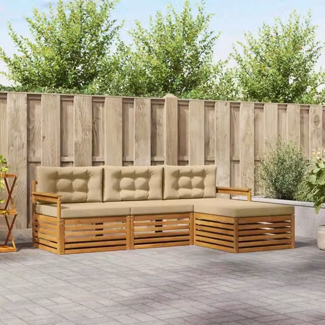 Set di divani da esterno 4 pz Naturale e Beige 3373248