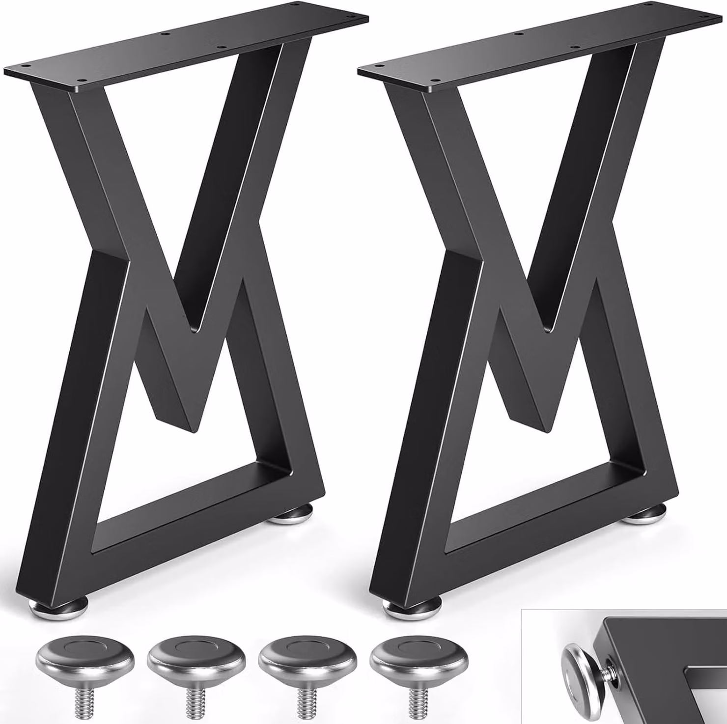 Tavolino da caffè con gambe in metallo da 28 pollici, gambe nere robuste, adatte per la realizzazione di tavolini da caffè, tavoli da pranzo, scrivanie e divani fai-da-te – L45 cm x H71 cm
