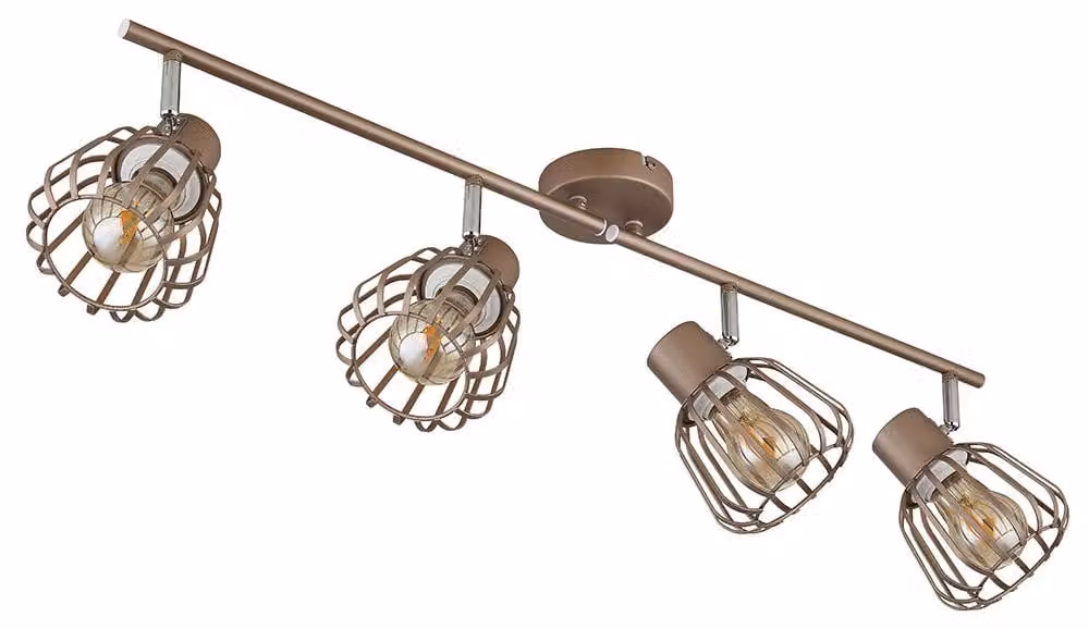 Lampada da soffitto a LED OLIN, marrone, a 4 luci, orientabile, lunghezza 80 cm