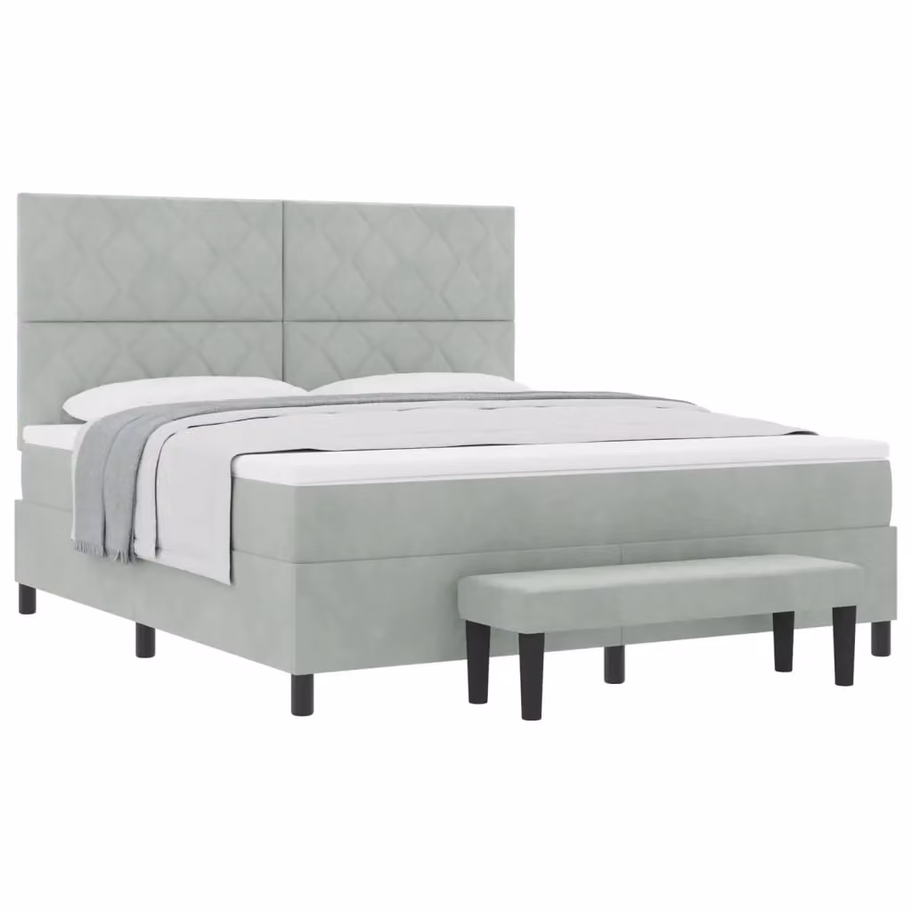Letto moderno con testiera in velluto grigio vidaXL L/P: 180 x 200 cm – 2