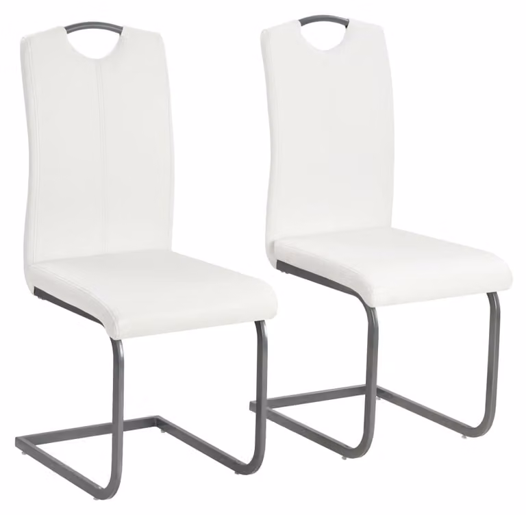 Sedia da pranzo - Sedia - Sedia imbottita - Set di sedie da pranzo - Sedia di design - Bianca - Rivestita in ecopelle imbottita