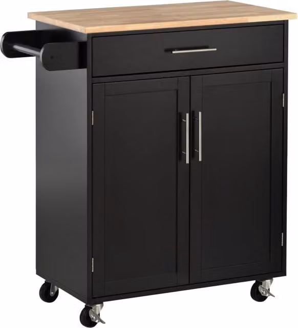 Carrello da cucina Xylo con cassetto e portasciugamani nero L: 83 cm, P: 45 cm, H: 91,5 cm