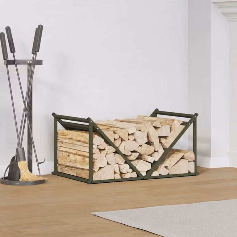 Rastrelliera per legna da ardere vidaXL Verde Oliva L 70 cm, P 43 cm, H 34,5 cm