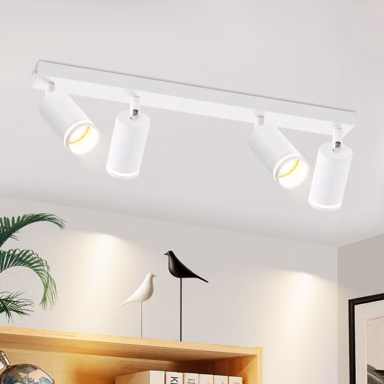 ZMH LED plafoniera 4 fiamme soffitto faretto bianco GU10 orientabile parete faretto metallo soffitto faretti per soggiorno cucina, senza lampadine