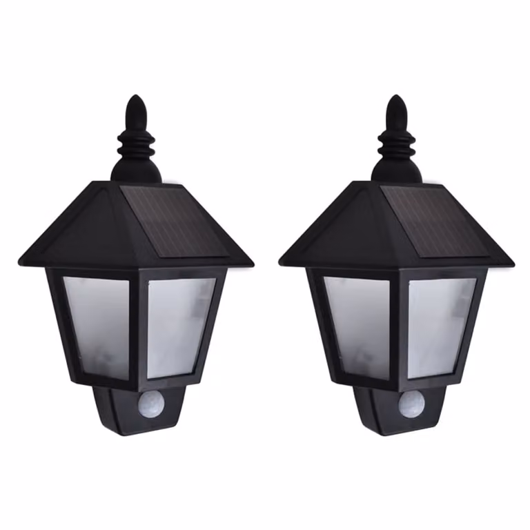 The Living Store Applique solari 2 pezzi con rilevatore di movimento nero