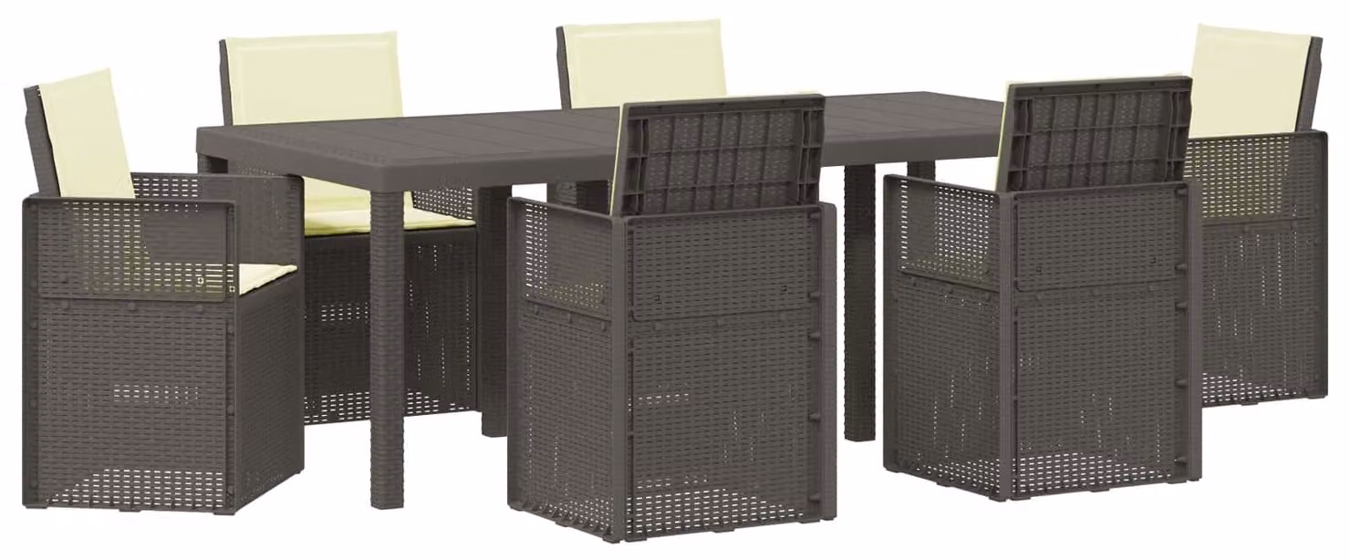 Set da Pranzo per Giardino 7 pcs Grigio chiaro e panna PP