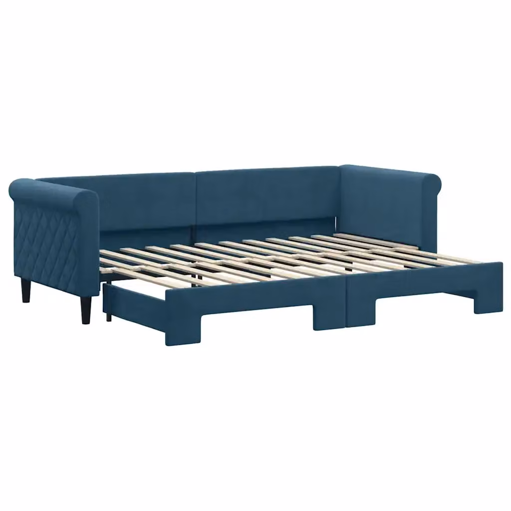 Divano Letto con Letto Estraibile vidaXL in Velluto Blu con Cassettone per Soggiorno e Camera da Letto L/P/H: 229 x 90 x 68 cm – 2