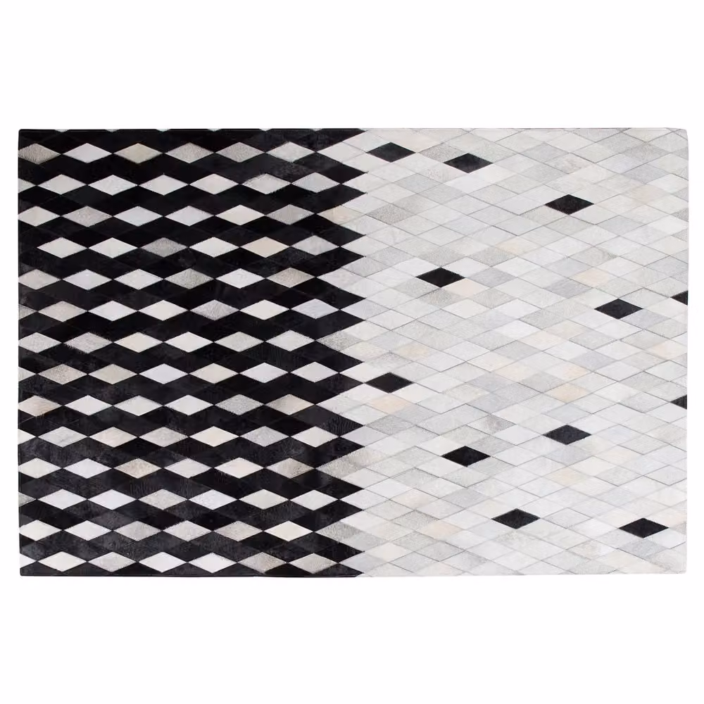 Tappeto Patchwork Moderno in Pelle BELIANI Bianco, Nero e Beige Fatto a Mano L: 200 cm, P: 140 cm – 2