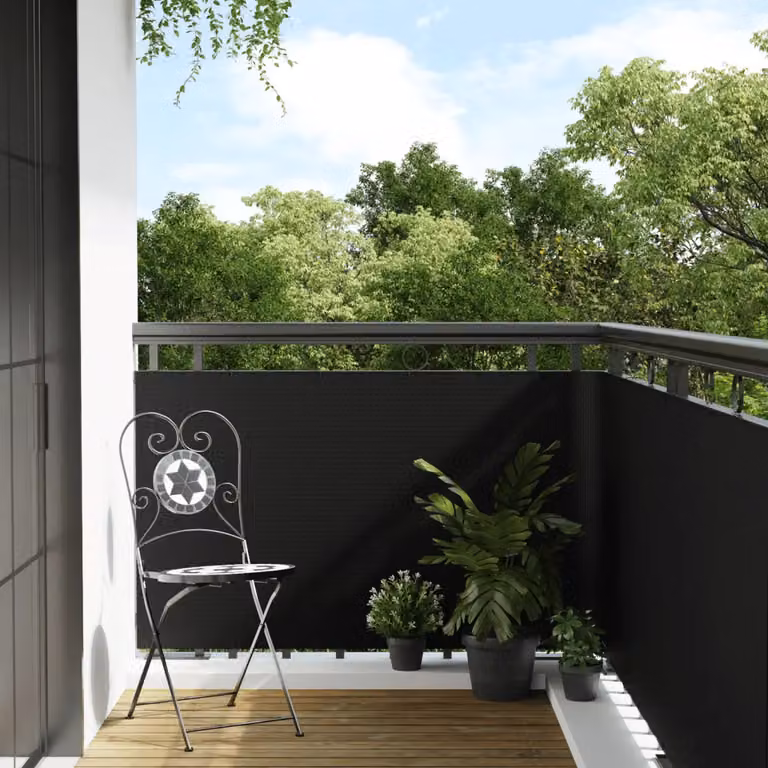 Paravento da balcone vidaXL in polyrattan nero L: 1000 cm, H: 80 cm