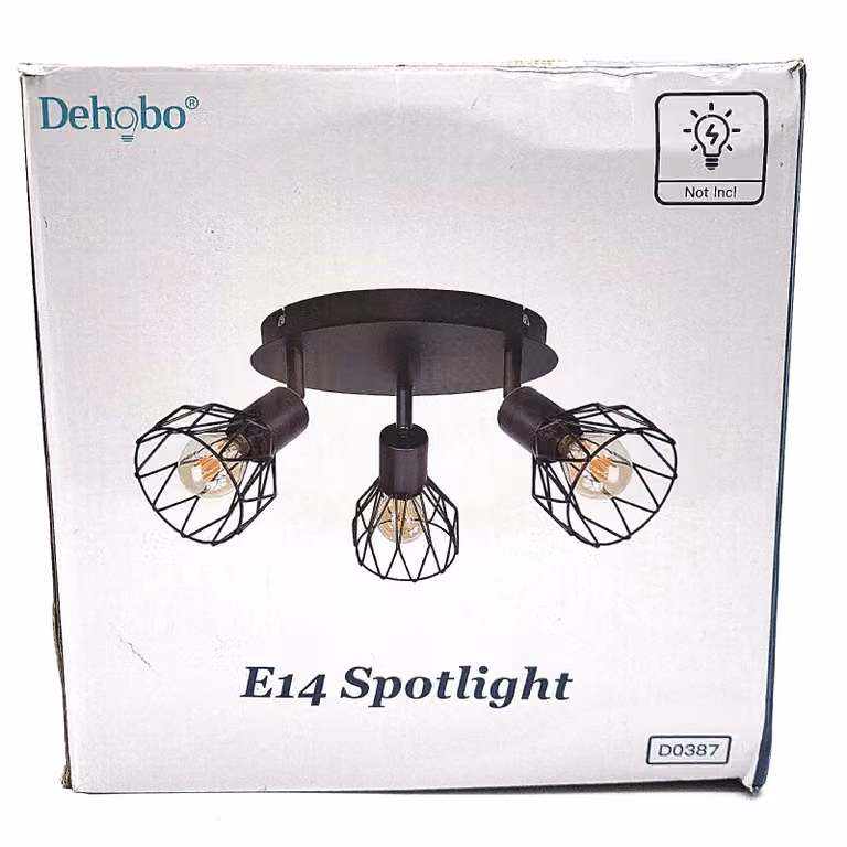 Dehobo Faretto da soffitto orientabile a 350°, lampada da soffitto E14 a 3 luci, nero (24,49)