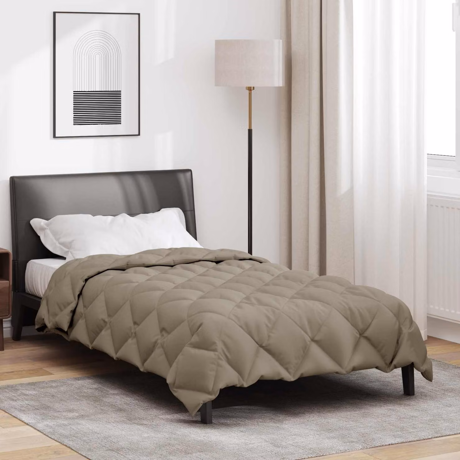 Piumone invernale vidaXL in microfibra, Grigio, L 135 x P 200 cm