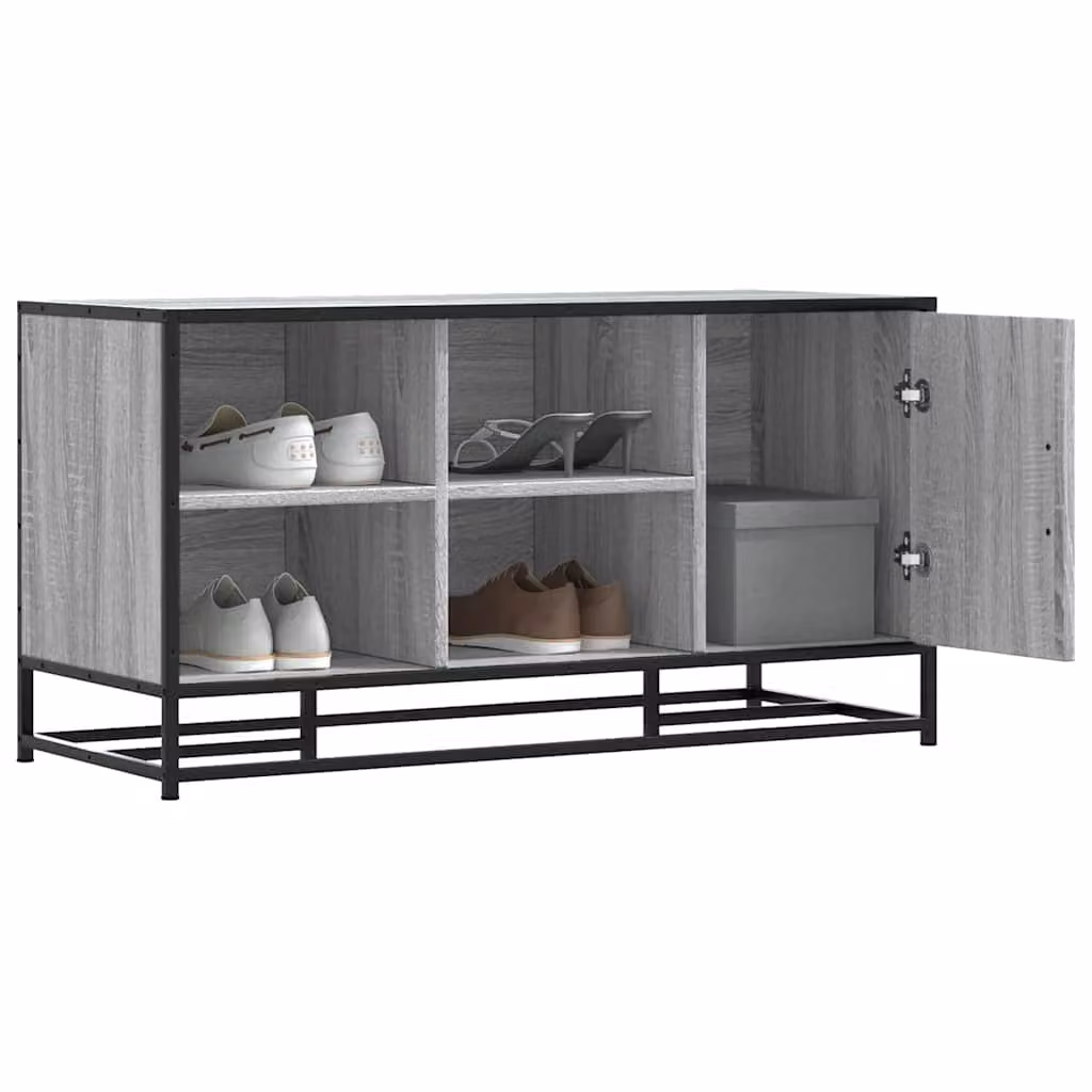 Scarpiera vidaXL Grigia Sonoma in Truciolato e Metallo L: 100 cm, P: 40 cm, H: 53,5 cm