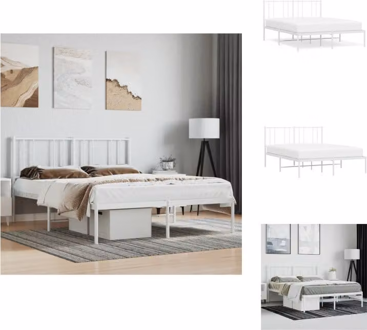 vidaXL Giroletto con testata in metallo bianco 150x200 cm - Letti & reti
