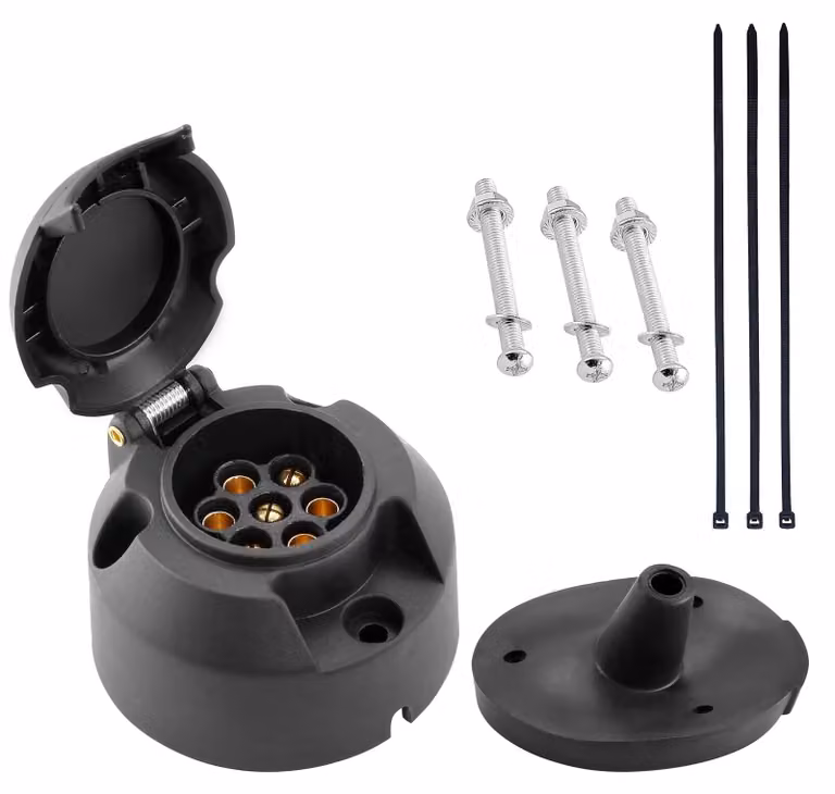 Presa di corrente per rimorchio, 7 poli, 12 V, impermeabile, con accessori di montaggio