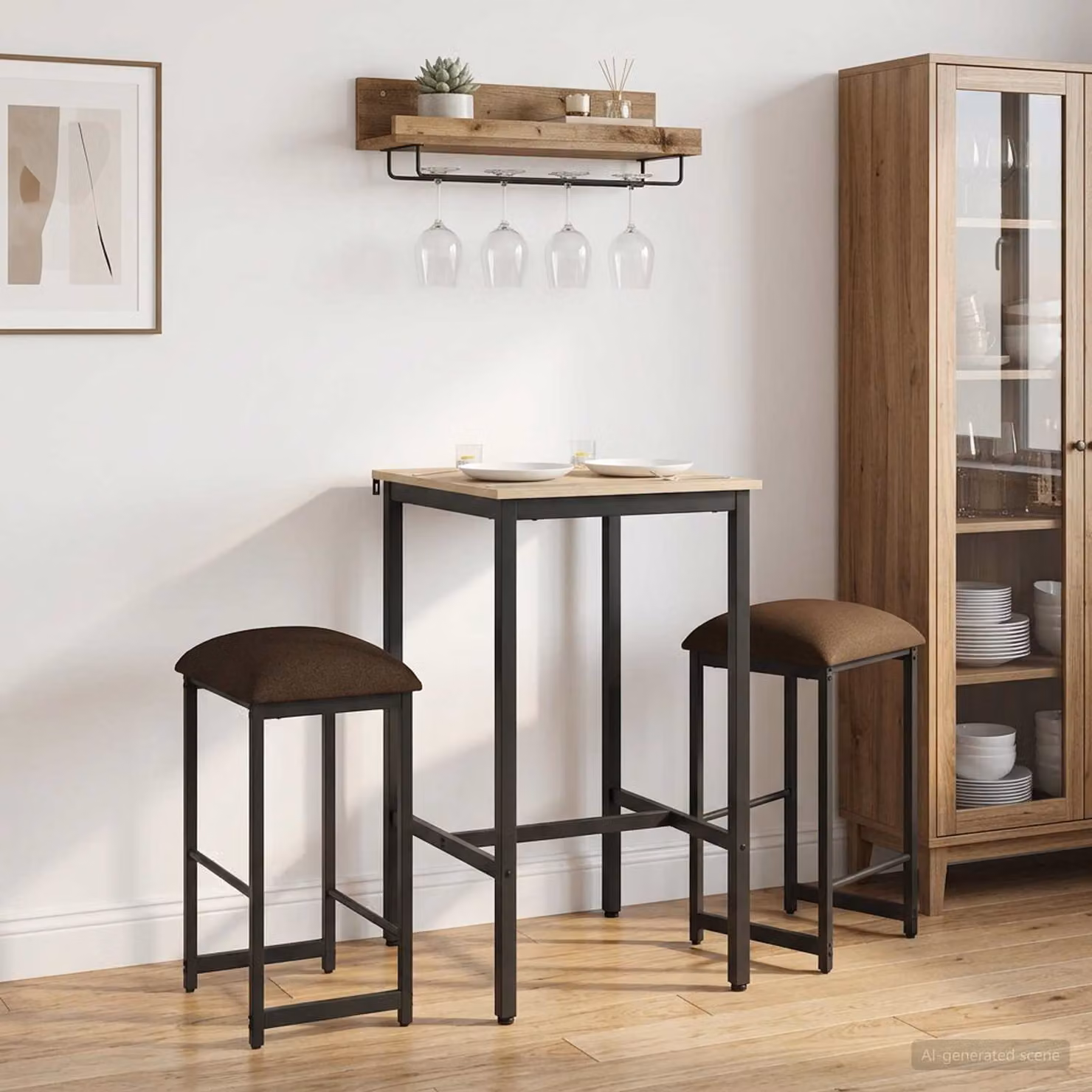 Set di 2 sgabelli da bar moderni vidaXL in tessuto beige e marrone, L/P/H: 40 x 32 x 74 cm