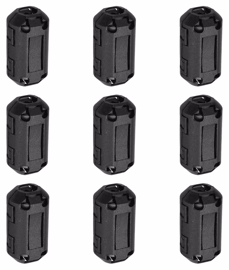 Set di 9 anelli ferromagnetici, diametro interno 7 mm, filtro EMI, colore nero