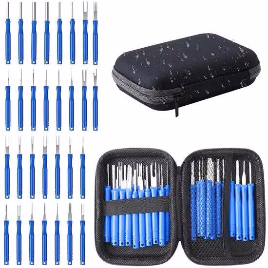 Set di attrezzi blu da 30 pezzi per la rimozione di connettori, apriscatole per auto, con custodia
