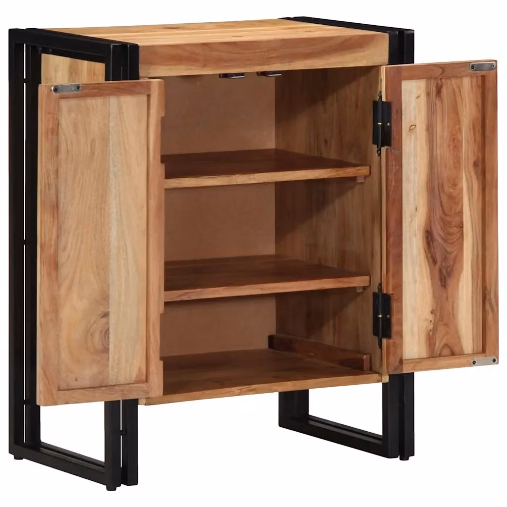 Mobile porta scarpe moderno vidaXL in legno di acacia marrone L: 56 cm, P: 35 cm, H: 70 cm – 2