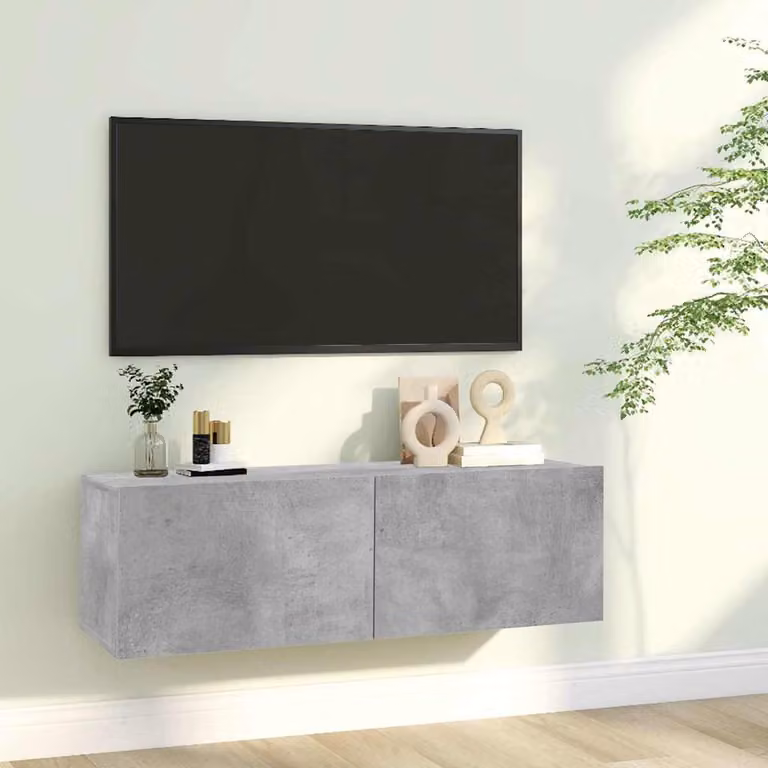 Mobile Porta TV Moderno vidaXL in Legno Multistrato Grigio Cemento L: 100 cm, P: 30 cm, H: 30 cm