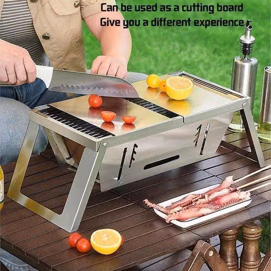 Barbecue a carbonella compatto per 3-6 persone, ideale per il campeggio e i picnic