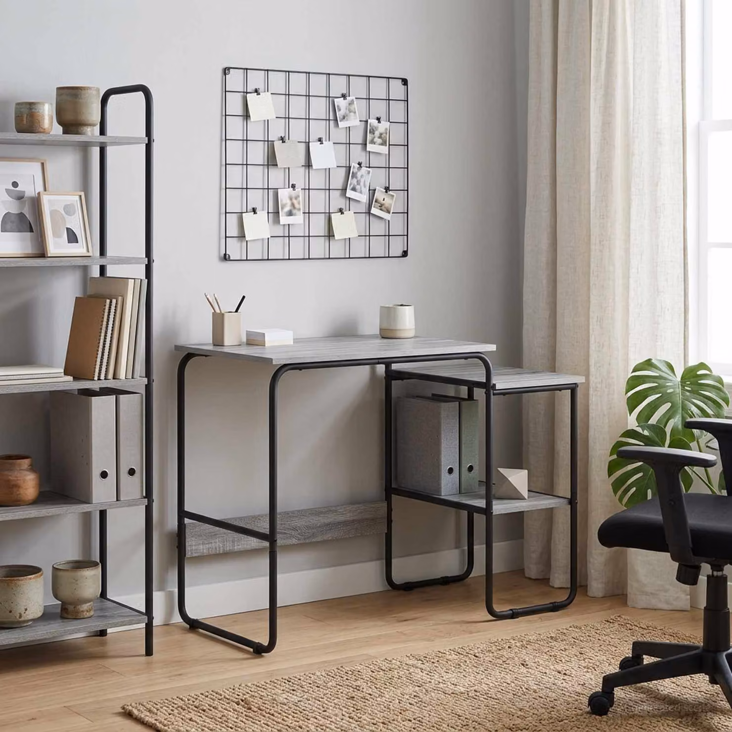 Scrivania moderna vidaXL per ufficio o casa, colore grigio, L: 100 cm, P: 60 cm, H: 75 cm