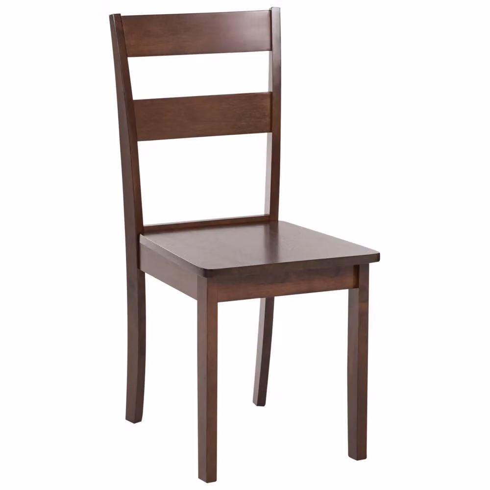 Set di 2 sedie da pranzo Beliani in legno di gomma marrone scuro con schienale a doghe in stile cottage – 2