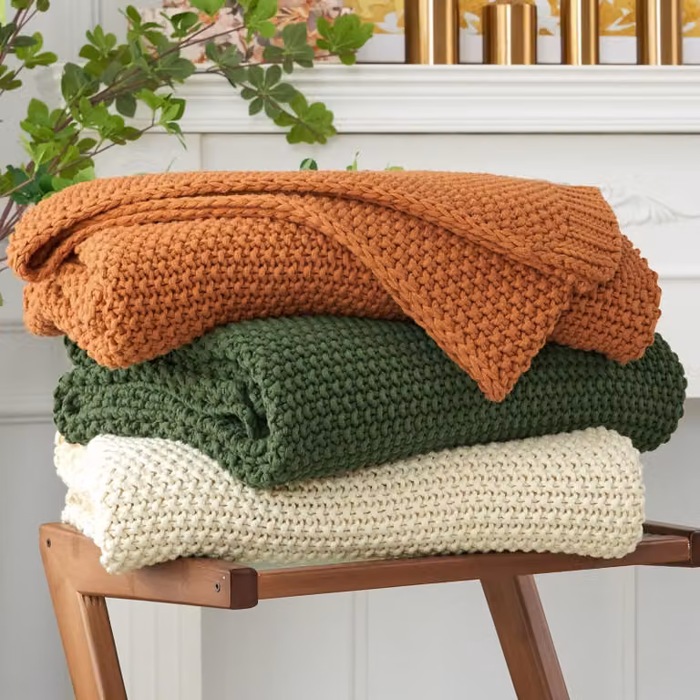 Coperta in cotone, stile americano, color beige, 152x203 cm, oversize