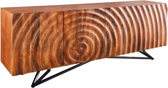 Buffet moderno Meublorama in legno di mango e metallo nero con finitura opaca, colore marrone e nero – 1