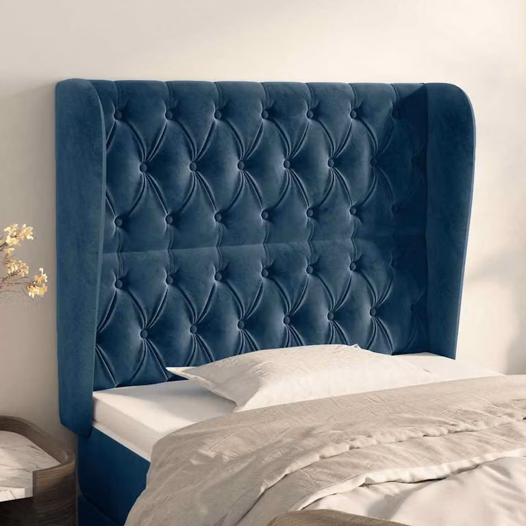 Testiera ad orecchio vidaXL in velluto blu scuro L: 103 cm, P: 23 cm, H: 118-128 cm